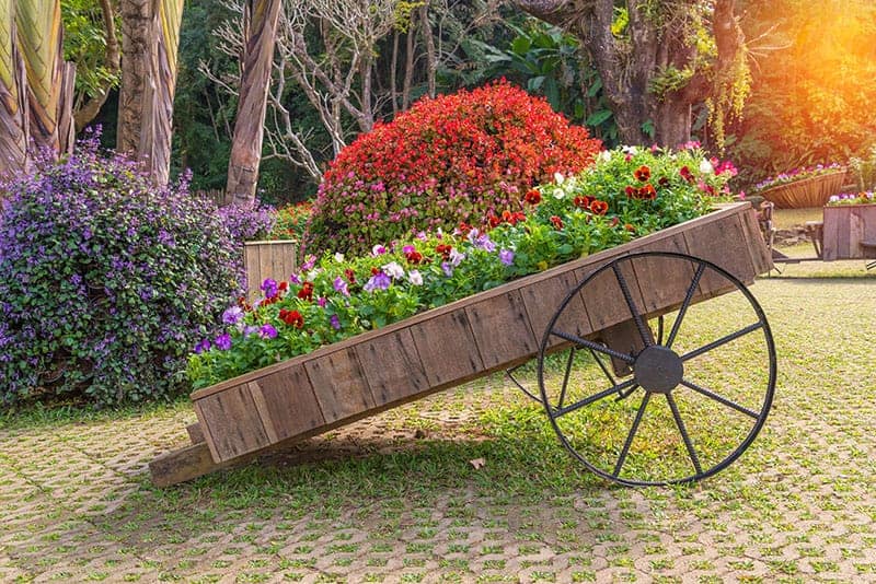 Repurposed Trolley Flower Bed